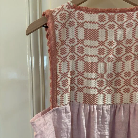 NINA LEUCA MAXI DRESS. LINEN AND COTTON. ITALIAN. HAND MADE - Picture 7 of 8